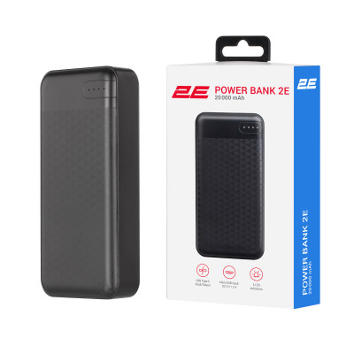 Акумулятор портативний літій-іонний Power Bank 2E 20000мА·год, PD, QC 18Вт, чорний Акумулятор портативний літій-іонний Power Bank 2E 20000мА·год, PD, QC 18Вт, чорний