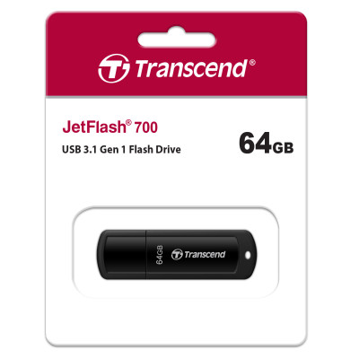 Накопичувач Transcend 64GB USB 3.1 Type-A JetFlash 700 Чорний Накопичувач Transcend 64GB USB 3.1 Type-A JetFlash 700 Чорний
