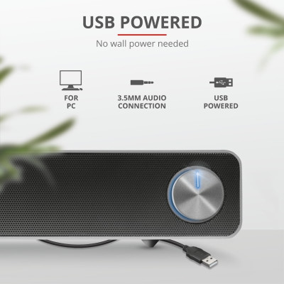 Акустична система Trust Arys Саундбар, USB/AUX, чорний