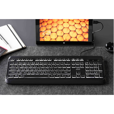 Клавіатура мембранна 2E KS120 104key, USB-A, EN/UK, White LED, чорний
