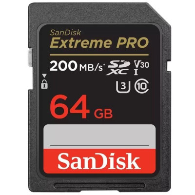 Карта пам'яті SanDisk SD 64GB C10 UHS-I U3 R200/W90MB/s Extreme Pro V30 Карта пам'яті SanDisk SD 64GB C10 UHS-I U3 R200/W90MB/s Extreme Pro V30