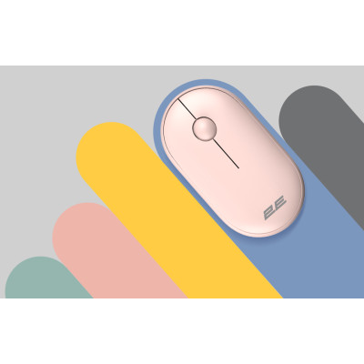 Миша 2E MF300 Silent, WL/BT, рожевий