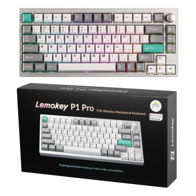 Клавіатура механічна Lemokey P1 Pro 84Key, Keychron Super Banana, WL/BT/USB-A, QMK/VIA, Hot-Swap, EN/UKR, RGB, Knob, Space Silver Клавіатура механічна Lemokey P1 Pro 84Key, Keychron Super Banana, WL/BT/USB-A, QMK/VIA, Hot-Swap, EN/UKR, RGB, Knob, Space Silver
