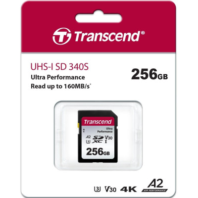 Карта пам'яті Transcend SD 256GB C10 UHS-I U3 A2 R160/W90MB/s 4K