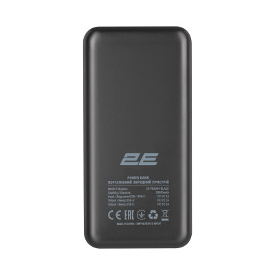 Акумулятор портативний літій-іонний Power Bank 2E 20000мА·год, USB-C/microUSB/USB-А, чорний