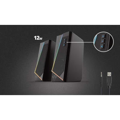 Акустична система Trust GXT 609 Zoxa 2.0, USB/AUX, RGB, чорний Акустична система Trust GXT 609 Zoxa 2.0, USB/AUX, RGB, чорний