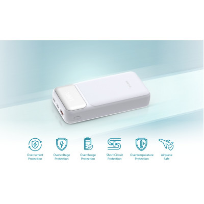 Акумулятор портативний літій-іонний Power Bank D-Link 20000мА*год, 65Вт PD 3.0, QC 3.0, 2xUSB-C, 1xUSB-A з дисплеєм, білий