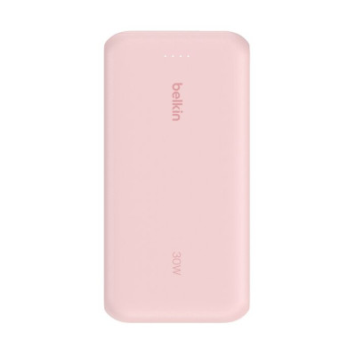 Акумулятор портативний літій-іонний Power Bank Belkin 20000мА·год, 30Вт, з інтегрованим кабелем USB-C, рожевий
