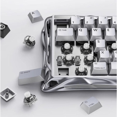 Клавіатура магнітна GravaStar Mercury V60 Pro 60keys, GravaStar Blackcore, USB-A, 8k, RGB, Chrome Silver