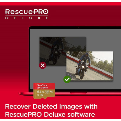 Карта пам'яті SanDisk microSD 64GB C10 UHS-I U3 R170/W80MB/s Extreme V30 + SD Карта пам'яті SanDisk microSD 64GB C10 UHS-I U3 R170/W80MB/s Extreme V30 + SD