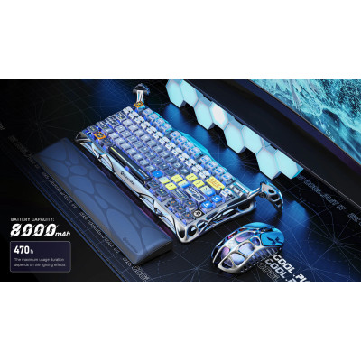 Клавіатура механічна GravaStar Mercury K1 Pro 80keys, GravaStar x Kailh Speedy Mint, BT/WL/USB, RGB, Interstellar Silver