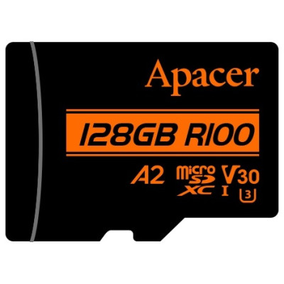 Карта пам'яті Apacer microSD 128GB C10 UHS-I U3 A2 R100/W80MB/s + SD