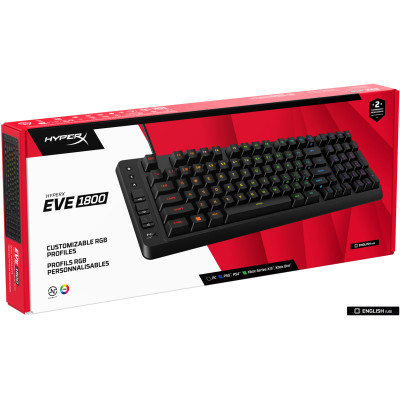Клавіатура мембранна HyperX Alloy Origins EVE 1800 99key, Red, USB-A, EN/UA, RGB, чорний