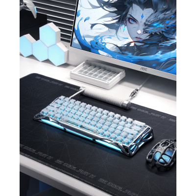Клавіатура магнітна GravaStar Mercury V60 60keys, UFO Magnetic Gaming, 8K, USB-A, RGB, Sliver Frost