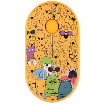 Миша 2E MF300 PETS:CATS&DOGS Silent WL BT, жовтий