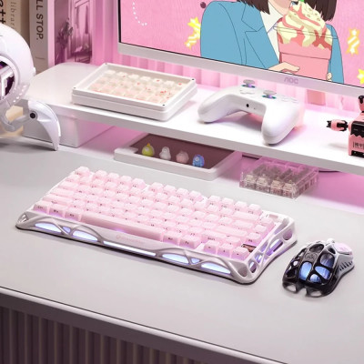 Клавіатура механічна GravaStar Mercury K1 80keys, GravaStar x Kailh Cheery Pink, EN, BT/WL/USB, Sakura Pink Клавіатура механічна GravaStar Mercury K1 80keys, GravaStar x Kailh Cheery Pink, EN, BT/WL/USB, Sakura Pink
