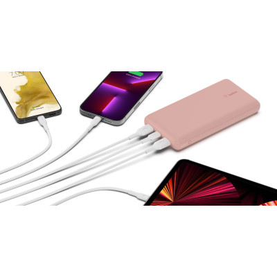Акумулятор портативний літій-іонний Power Bank Belkin 20000мА·год, 15Вт, 2хUSB-A/USB-C, рожевий Акумулятор портативний літій-іонний Power Bank Belkin 20000мА·год, 15Вт, 2хUSB-A/USB-C, рожевий