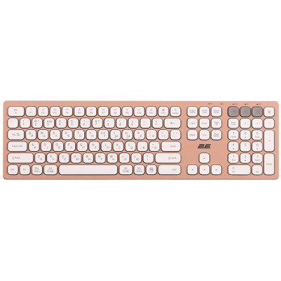 Клавіатура ножнична 2E KS270 109key, WL/BT, EN/UK, рожево-білий Клавіатура ножнична 2E KS270 109key, WL/BT, EN/UK, рожево-білий