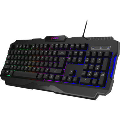 Клавіатура мембранна MSI FORGE GK100 104key, USB-A, EN/UKR/RU, ColorLED, чорний