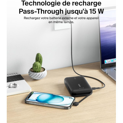 Акумулятор портативний літій-іонний Power Bank Belkin 10000мА·год, 20Вт, з інтегрованим кабелем USB-C, чорний Акумулятор портативний літій-іонний Power Bank Belkin 10000мА·год, 20Вт, з інтегрованим кабелем USB-C, чорний