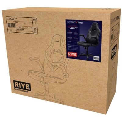 Крісло Trust GXT703 Riye, ПУ шкіра, Foldable Armrests, чорний
