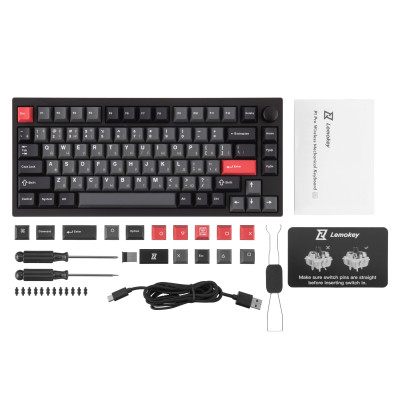 Клавіатура механічна Lemokey P1 Pro 84Key, Keychron Super Banana, WL/BT/USB-A, QMK/VIA, Hot-Swap, EN/UKR, RGB, Knob, Carbon Black Клавіатура механічна Lemokey P1 Pro 84Key, Keychron Super Banana, WL/BT/USB-A, QMK/VIA, Hot-Swap, EN/UKR, RGB, Knob, Carbon Black