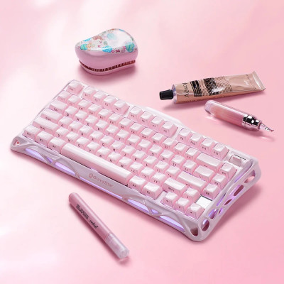 Клавіатура механічна GravaStar Mercury K1 80keys, GravaStar x Kailh Cheery Pink, EN, BT/WL/USB, Sakura Pink Клавіатура механічна GravaStar Mercury K1 80keys, GravaStar x Kailh Cheery Pink, EN, BT/WL/USB, Sakura Pink