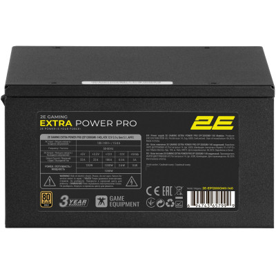 Блок живлення  2E GAMING Extra Power Pro ATX3.1 GEN5.0  (1200W), >90%, 80+ Gold, 140мм, 1xMB 24pin(20+4), 2xCPU 8pin(4+4), 3xMolex, 9xSATA, 6xPCIe 8pin(6+2), 1xPCIe GEN5 16pin, Full Modular
