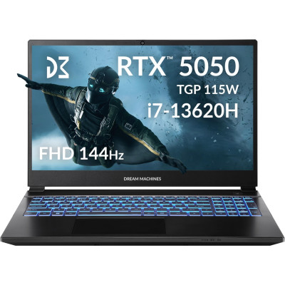 Ноутбук Dream Machines RG5050-15 15.6FHD IPS, Intel i7-13620H, 32GB, F1TB, NVD5050-8, DOS, чорний Ноутбук Dream Machines RG5050-15 15.6FHD IPS, Intel i7-13620H, 32GB, F1TB, NVD5050-8, DOS, чорний