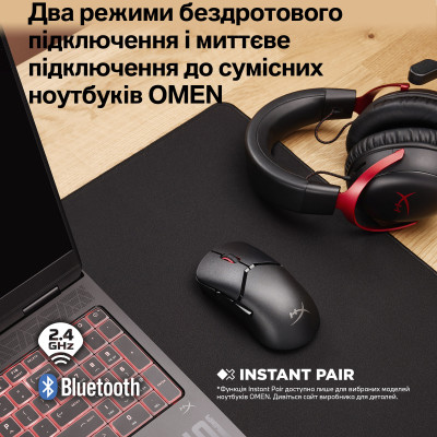 Миша HyperX Pulsefire SAGA PRO, RGB, USB-A/WL/BT, чорний