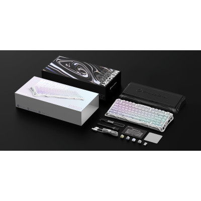 Клавіатура механічна GravaStar Mercury K1 Lite 80keys, GravaStar x BSUN Grey, BT/WL/USB, RGB, Crystal Aurora
