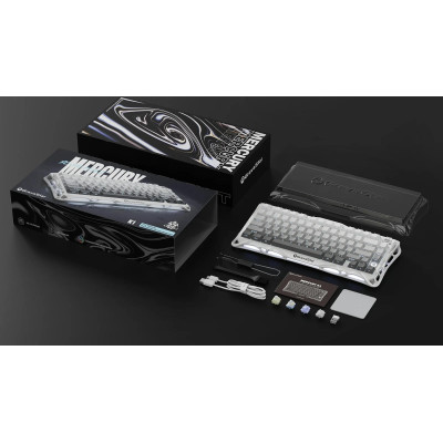 Клавіатура механічна GravaStar Mercury K1 80keys, GravaStar x Kailh Cheery Pink, EN, BT/WL/USB, білий Клавіатура механічна GravaStar Mercury K1 80keys, GravaStar x Kailh Cheery Pink, EN, BT/WL/USB, білий