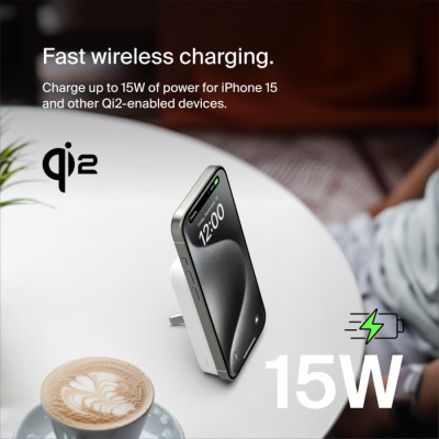 Акумулятор портативний літій-іонний Power Bank Belkin 10000мА·год, 15Вт, Magnetic Qi2, білий Акумулятор портативний літій-іонний Power Bank Belkin 10000мА·год, 15Вт, Magnetic Qi2, білий