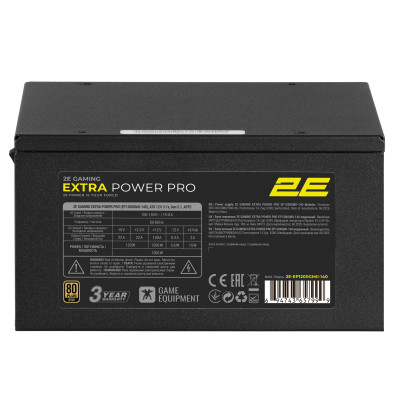 Блок живлення  2E GAMING Extra Power Pro ATX3.1 GEN5.0  (1200W), >90%, 80+ Gold, 140мм, 1xMB 24pin(20+4), 2xCPU 8pin(4+4), 3xMolex, 9xSATA, 6xPCIe 8pin(6+2), 1xPCIe GEN5 16pin, Full Modular