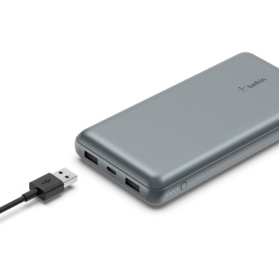 Акумулятор портативний літій-іонний Power Bank Belkin 10000мА·год, 15Вт, 2хUSB-A/USB-C, cірий Акумулятор портативний літій-іонний Power Bank Belkin 10000мА·год, 15Вт, 2хUSB-A/USB-C, cірий