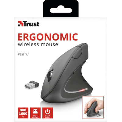 Миша Trust Verto Ergonomic, WL, чорний