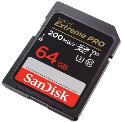 Карта пам'яті SanDisk SD 64GB C10 UHS-I U3 R200/W90MB/s Extreme Pro V30 Карта пам'яті SanDisk SD 64GB C10 UHS-I U3 R200/W90MB/s Extreme Pro V30