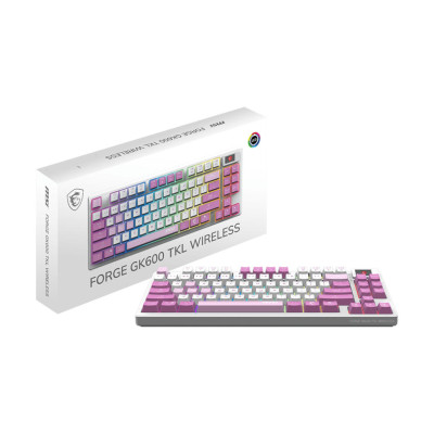 Клавіатура механічна MSI FORGE GK600 TKL W VIOLET UA 83key, mechanical Linear, USB-A, Wireless, Bluetooth, EN/UKR/RU, RGB, фіолетовий Клавіатура механічна MSI FORGE GK600 TKL W VIOLET UA 83key, mechanical Linear, USB-A, Wireless, Bluetooth, EN/UKR/RU, RGB, фіолетовий