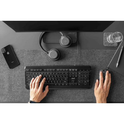 Клавіатура мембранна 2E KS120 104key, USB-A, EN/UK, White LED, чорний