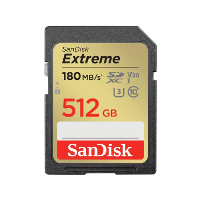 Карта пам'яті SanDisk SD 512GB C10 UHS-I U3 R180/W130MB/s Extreme V30 Карта пам'яті SanDisk SD 512GB C10 UHS-I U3 R180/W130MB/s Extreme V30