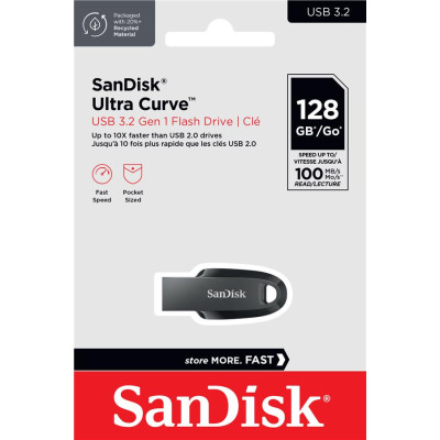 Накопичувач SanDisk 64GB USB 3.2 Type-A Ultra Curve Чорний Накопичувач SanDisk 64GB USB 3.2 Type-A Ultra Curve Чорний