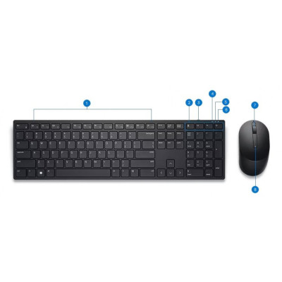 Комплект Dell Pro Wireless Keyboard and Mouse - KM5221W - Ukrainian (QWERTY) Комплект Dell Pro Wireless Keyboard and Mouse - KM5221W - Ukrainian (QWERTY)