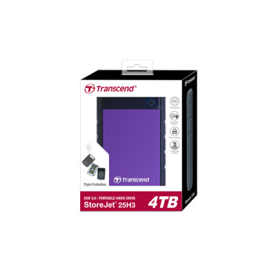 Портативний жорсткий диск Transcend 4TB USB 3.1 StoreJet 25H3 Фіолетовий Портативний жорсткий диск Transcend 4TB USB 3.1 StoreJet 25H3 Фіолетовий