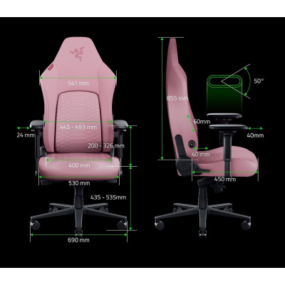 Крісло Razer Iskur V2 NewGen, EPU шкіра with CoolTouch™, 4D-Armrests, quartz