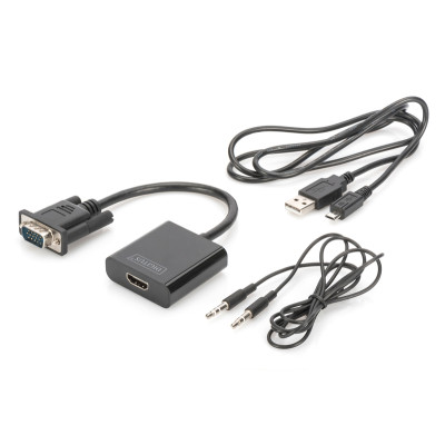 Адаптер DIGITUS VGA > HDMI (M/F), Full HD Адаптер DIGITUS VGA > HDMI (M/F), Full HD