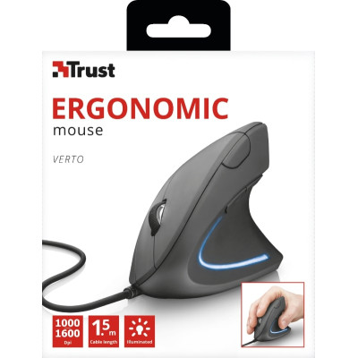 Миша Trust Verto Ergonomic, USB-A, чорний