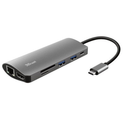 Хаб Trust Dalyx 7-IN-1 USB-С > 2xUSB-А 3.2/USB-С/HDMI/Ehernet/SD/microSD, Алюміній, 0.25м, Сірий Хаб Trust Dalyx 7-IN-1 USB-С > 2xUSB-А 3.2/USB-С/HDMI/Ehernet/SD/microSD, Алюміній, 0.25м, Сірий