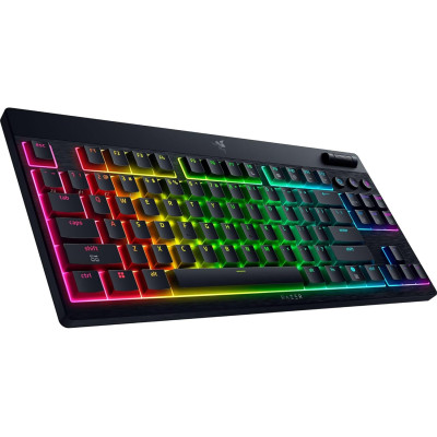 Клавіатура механічна Razer BlackWidow V4 Low-profile TKL HyperSpeed, 87key, Yellow Switch, USB-A/WL/BT, EN, RGB, чорний