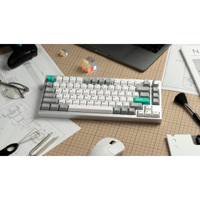 Клавіатура механічна Lemokey  P1 Pro 84Key, Keychron Super Brown, WL/BT/USB-A, QMK/VIA, Hot-Swap, EN/UKR, RGB,  Knob, Space Silver