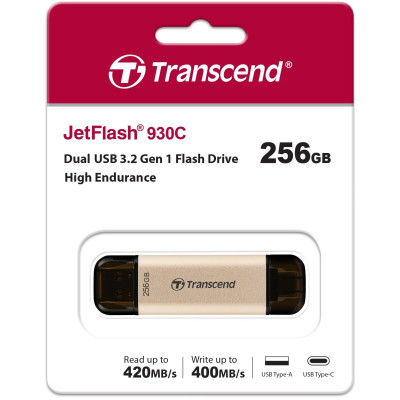 Накопичувач Transcend 256GB USB 3.2 Type-A + Type-C JetFlash 930 R420/W400MB/s Чорний